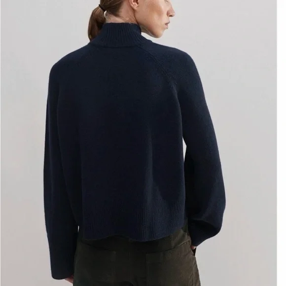 ME + EM Merino + Cashmere Curved Hem High Neck Sweater - Small - Picture 5 of 10